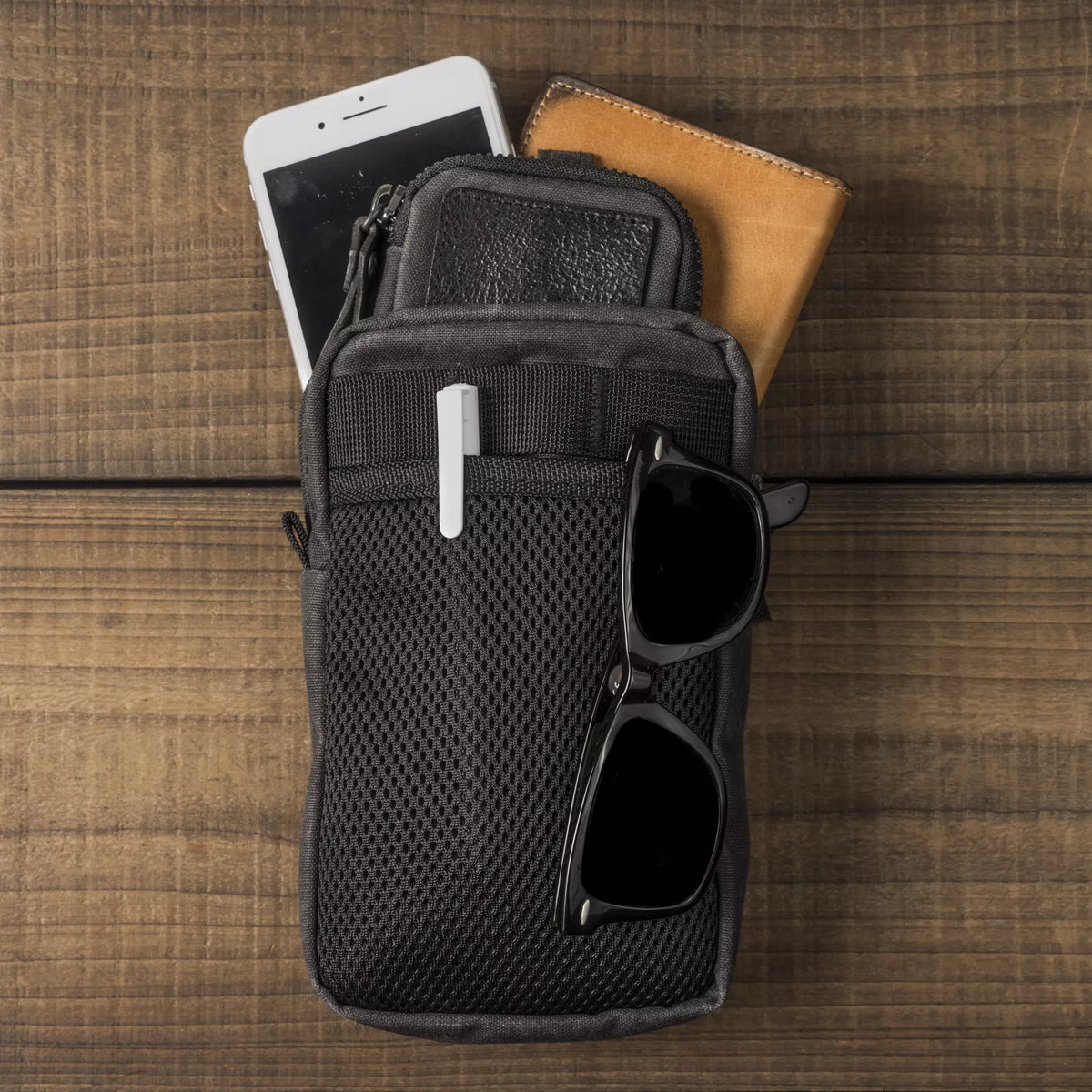 WOTANCRAFT External module - ZIPPER POUCH (Armor 9), Charcoal Black