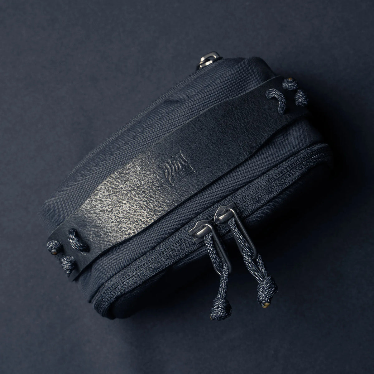 Wotancraft black canvas medium pouch leather top strap with embossed logo