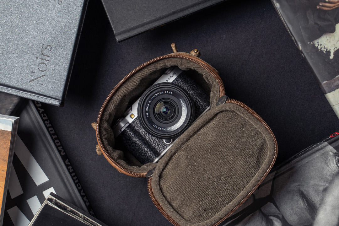 SALE ! WOTANCRAFT Portable Camera Pouch, BROWN LEATHER, ML size