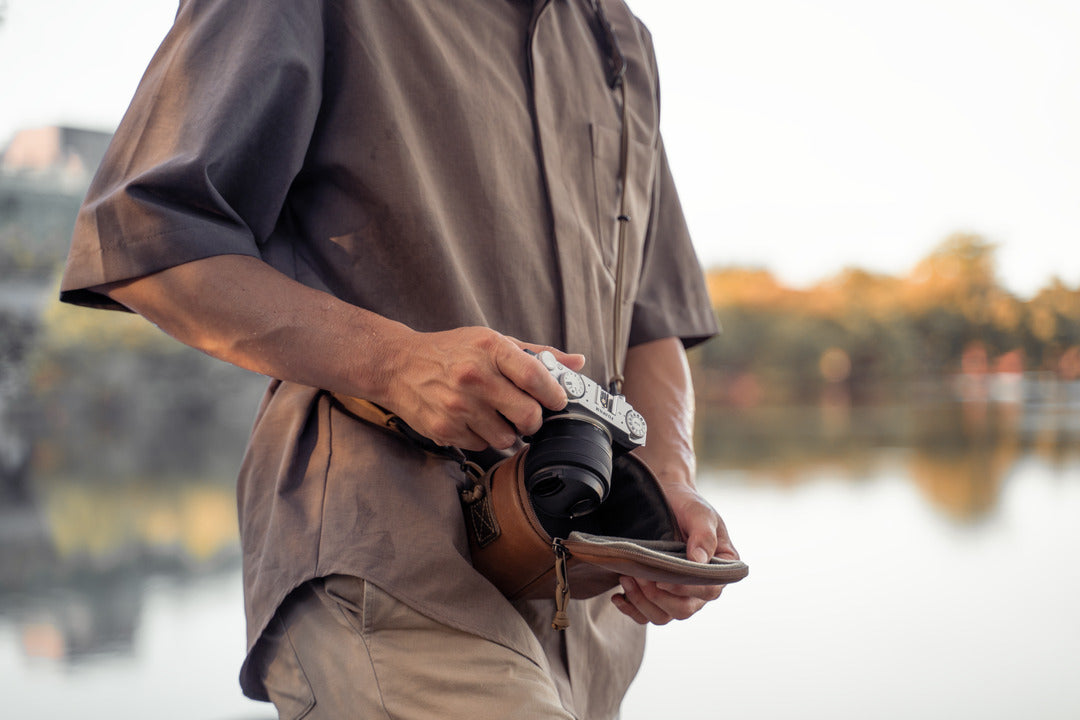 SALE ! WOTANCRAFT Portable Camera Pouch, BROWN LEATHER, ML size