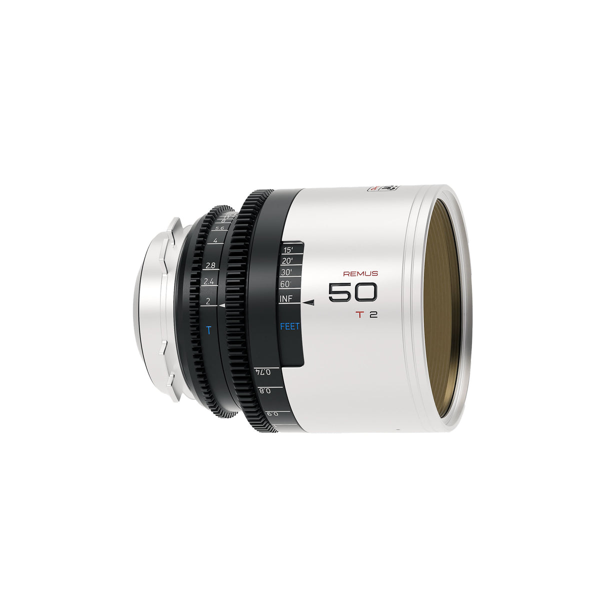 Blazar Remus 50mm T2 anamorphic lens, side view with front element