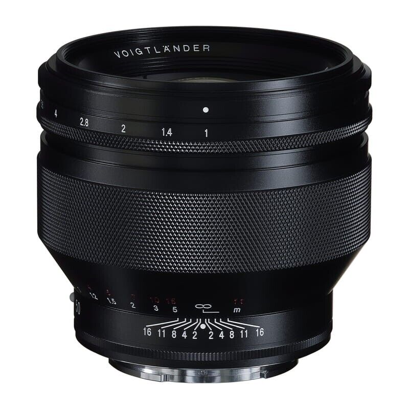 Voigtlander Nokton 50mm f/1.0 Aspherical lens for Sony E, black, front view