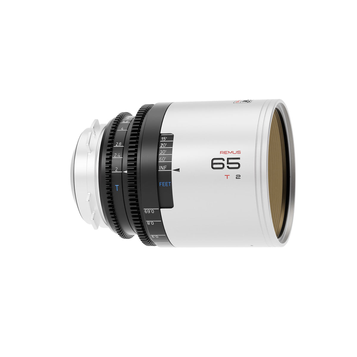 Blazar Remus 65mm T2 anamorphic lens, side view with front element