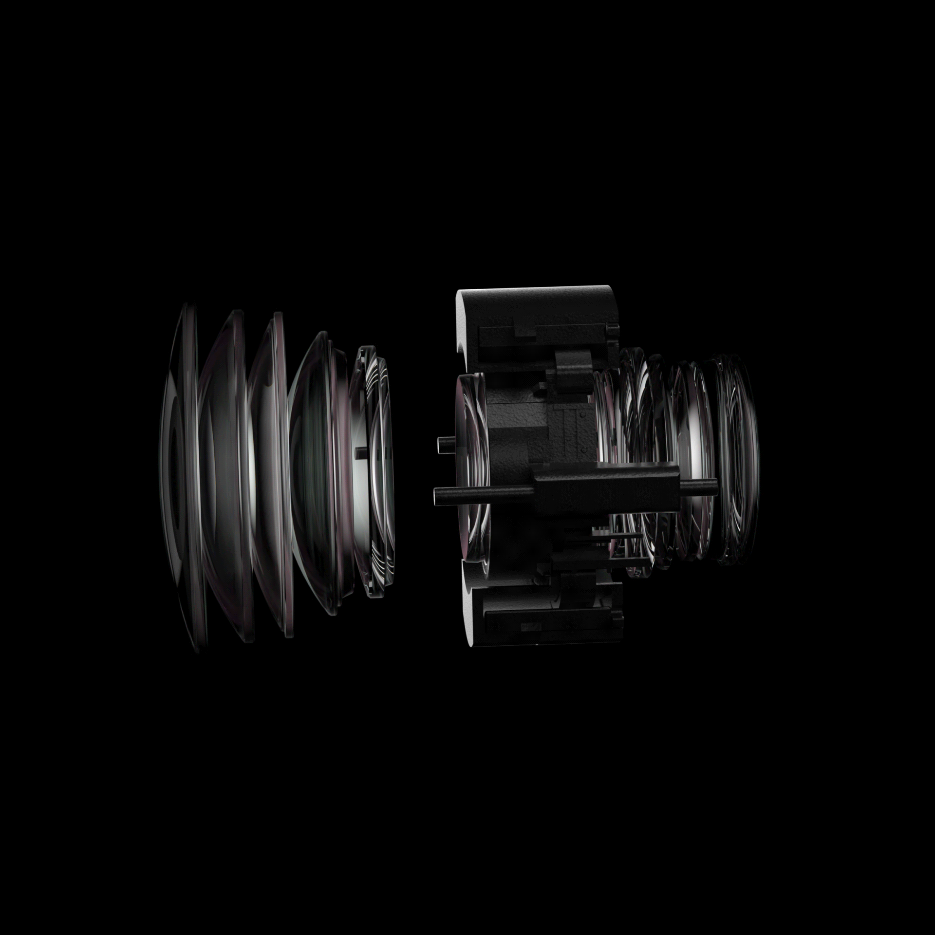 Viltrox AF 85mm f/1.4 Pro internal optics and VCM focus motor, exploded view