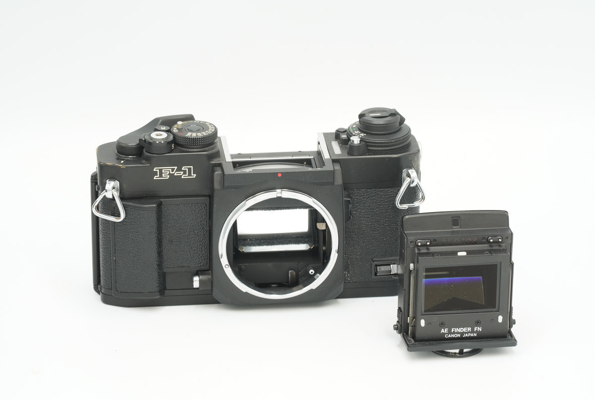 Canon New F-1 body with removable AE Finder FN, front view