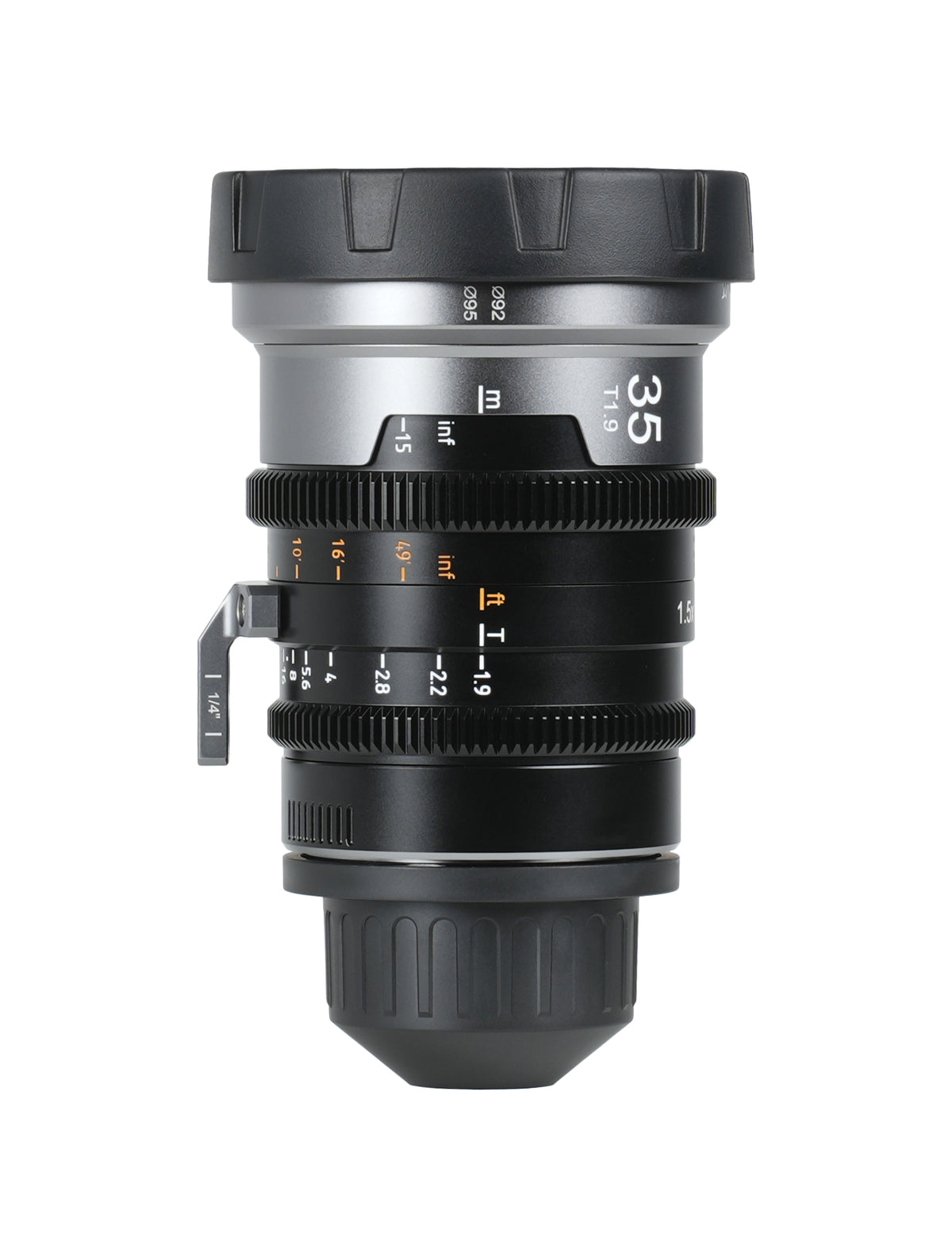 Sirui IronStar 35mm T1.9 1.5x full-frame anamorphic cine lens, side view with scales