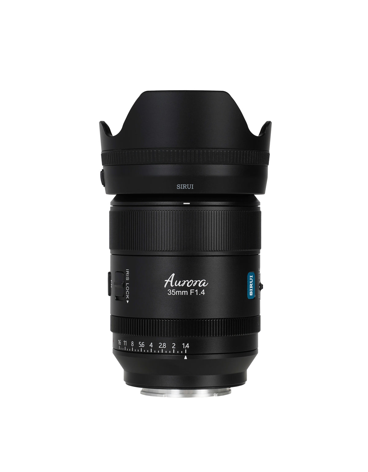 Sirui Aurora AF 35mm f/1.4 full-frame autofocus lens with petal hood