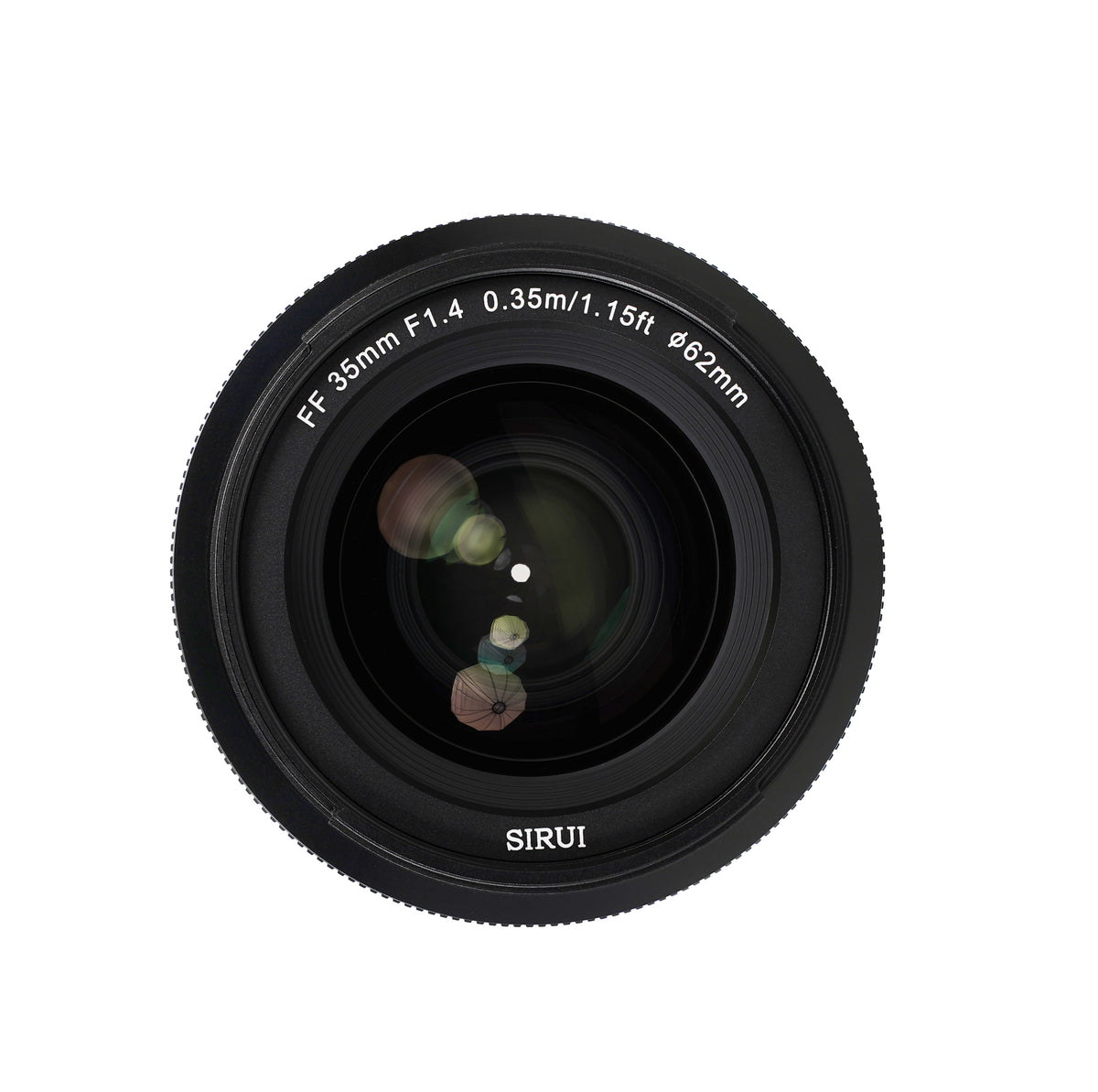 Sirui Aurora FF 35mm f/1.4 front element with 62mm filter thread