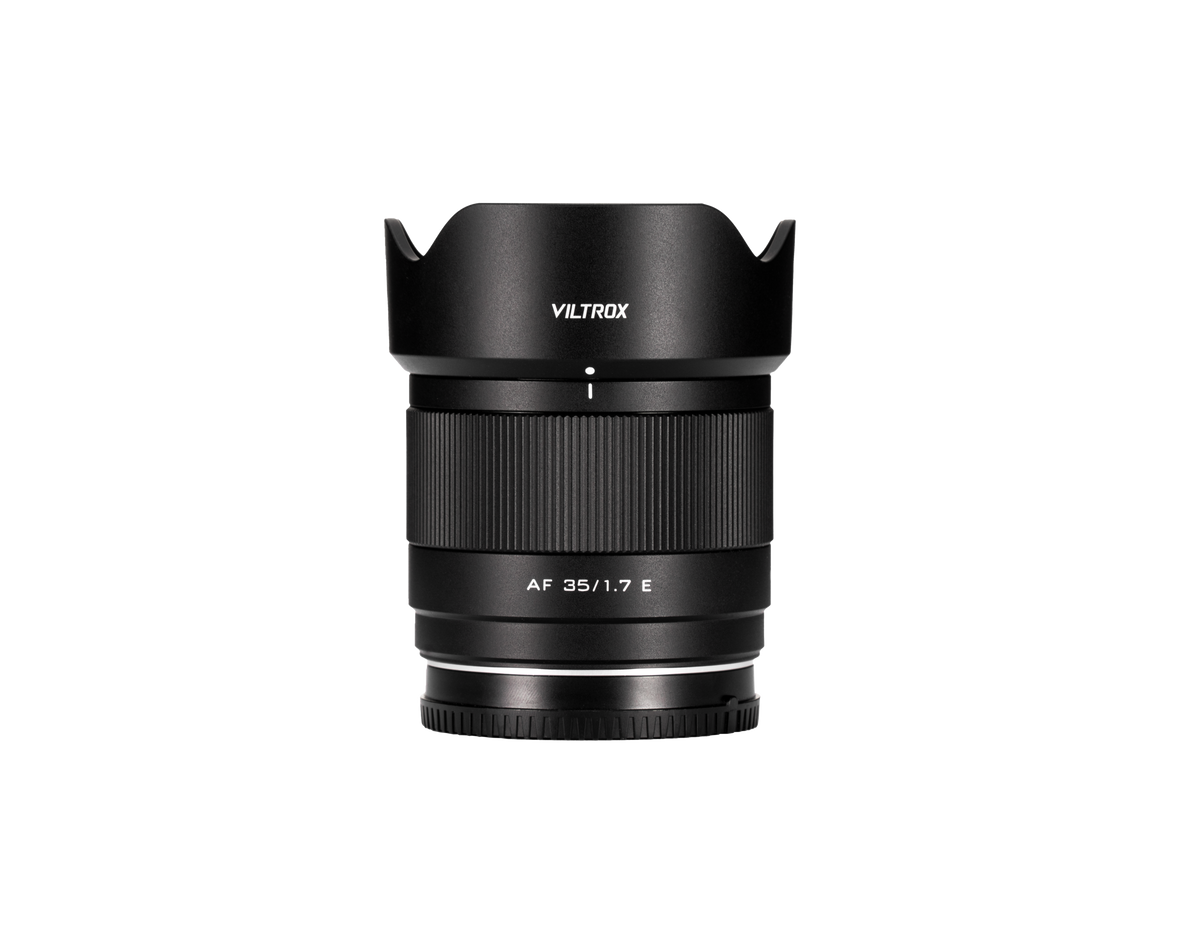 Viltrox Air AF 35mm f/1.7 APS-C autofocus lens for Sony E-mount, with petal hood