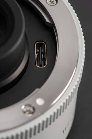 Viltrox 2.0x teleconverter USB-C firmware port close-up