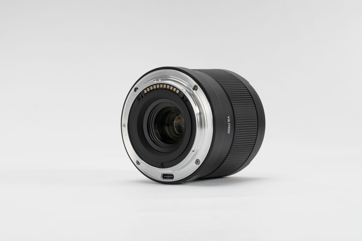 Viltrox Air AF 14mm f/4 Nikon Z lens, rear view with mount contacts and USB-C port