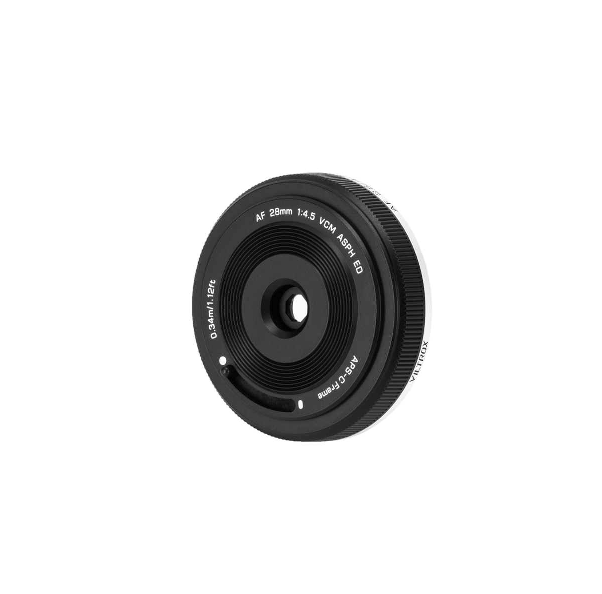 Viltrox AF 28mm f/4.5 XF ultra-slim pancake lens for Fujifilm X-mount, front view
