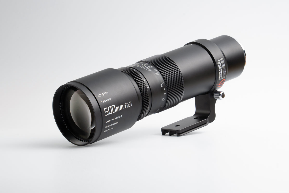 TTArtisan 500mm f/6.3 full-frame telephoto lens for Canon EF, with tripod foot