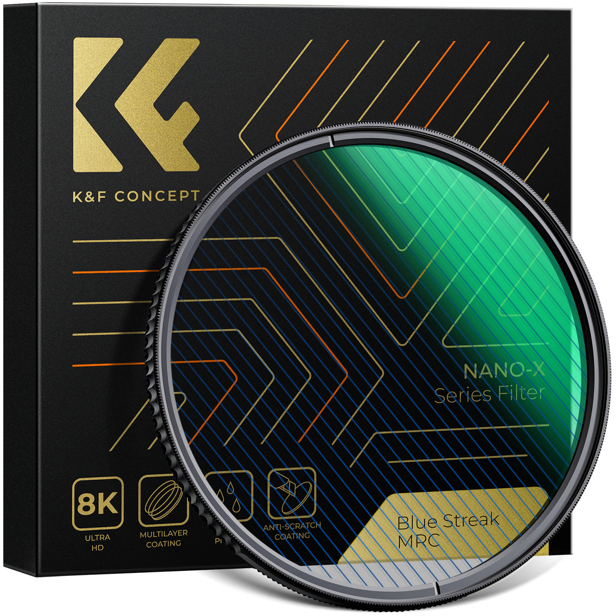 K&F CONCEPT 55mm BLUE FLARES Filter, scratch, water & reflection-proof