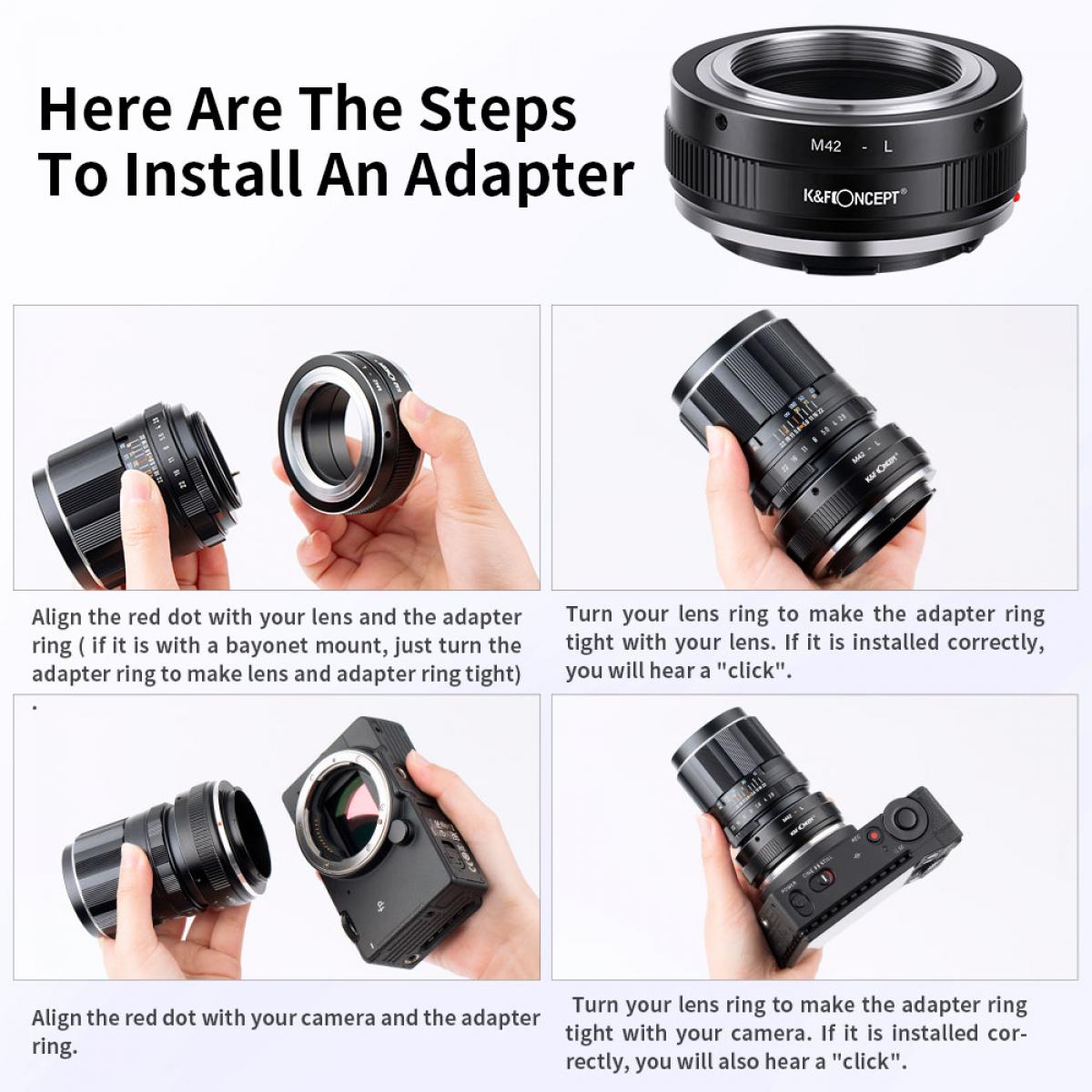 How to fit the K&F Concept M42 to L adapter in four steps