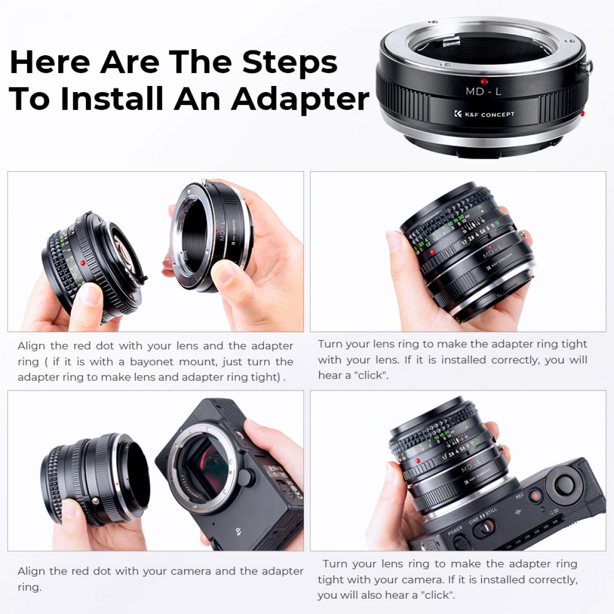 How to install the K&F Concept MD to L mount adapter, four-step guide