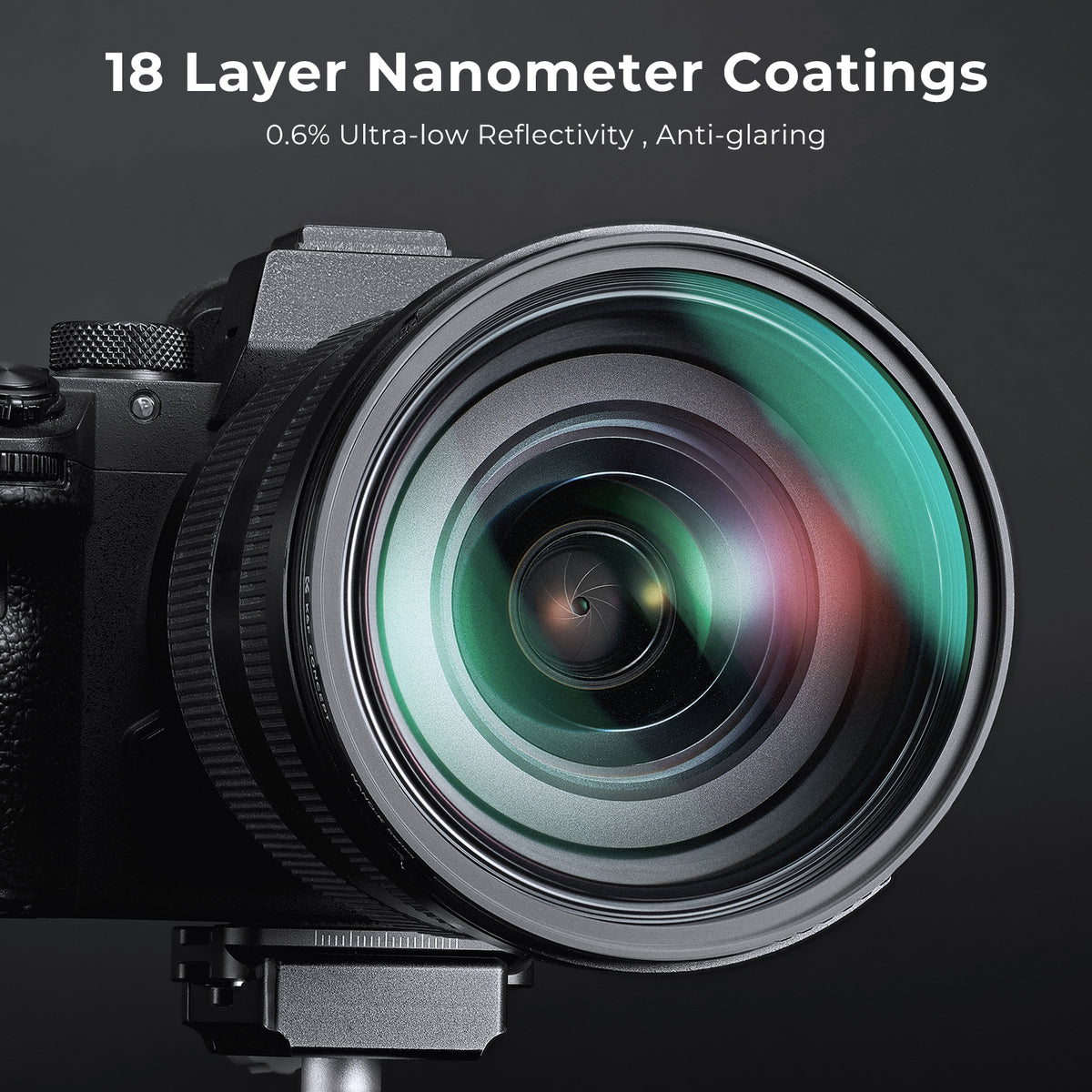 K&F Concept diffusion filter on a camera lens, 18 layer nano coating