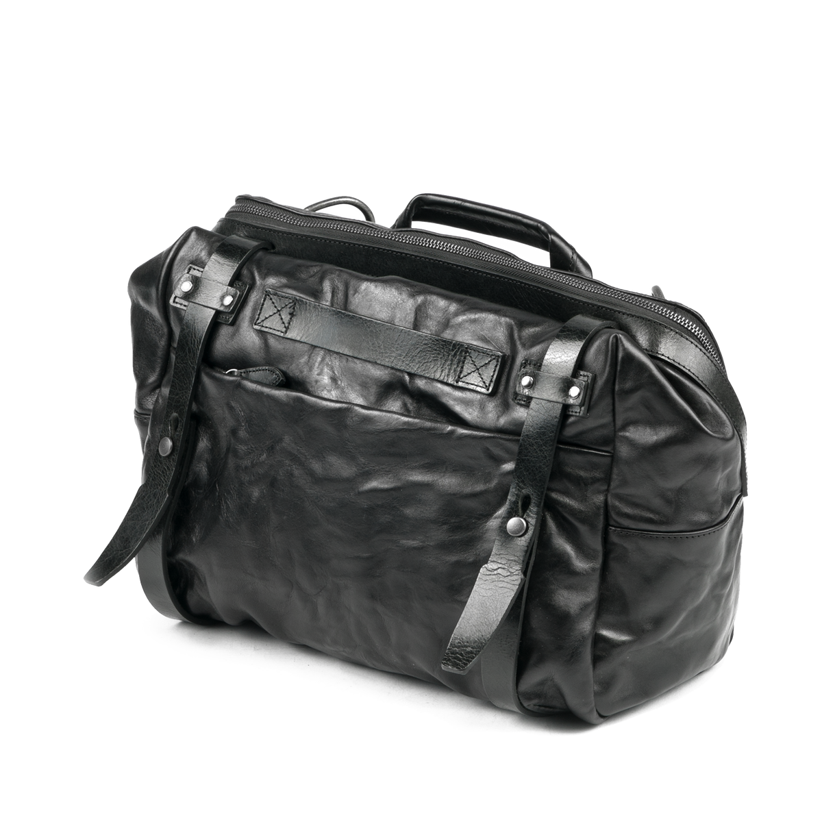 Wotancraft Lightning Rider 12L full leather sling bag in black, front view