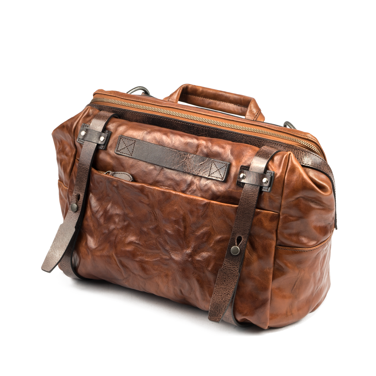 Wotancraft Lightning Rider 12L full leather sling bag in brown, front view