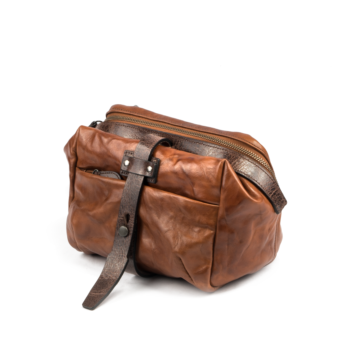 Wotancraft Mini Rider 3.5L full leather sling bag in brown, front view