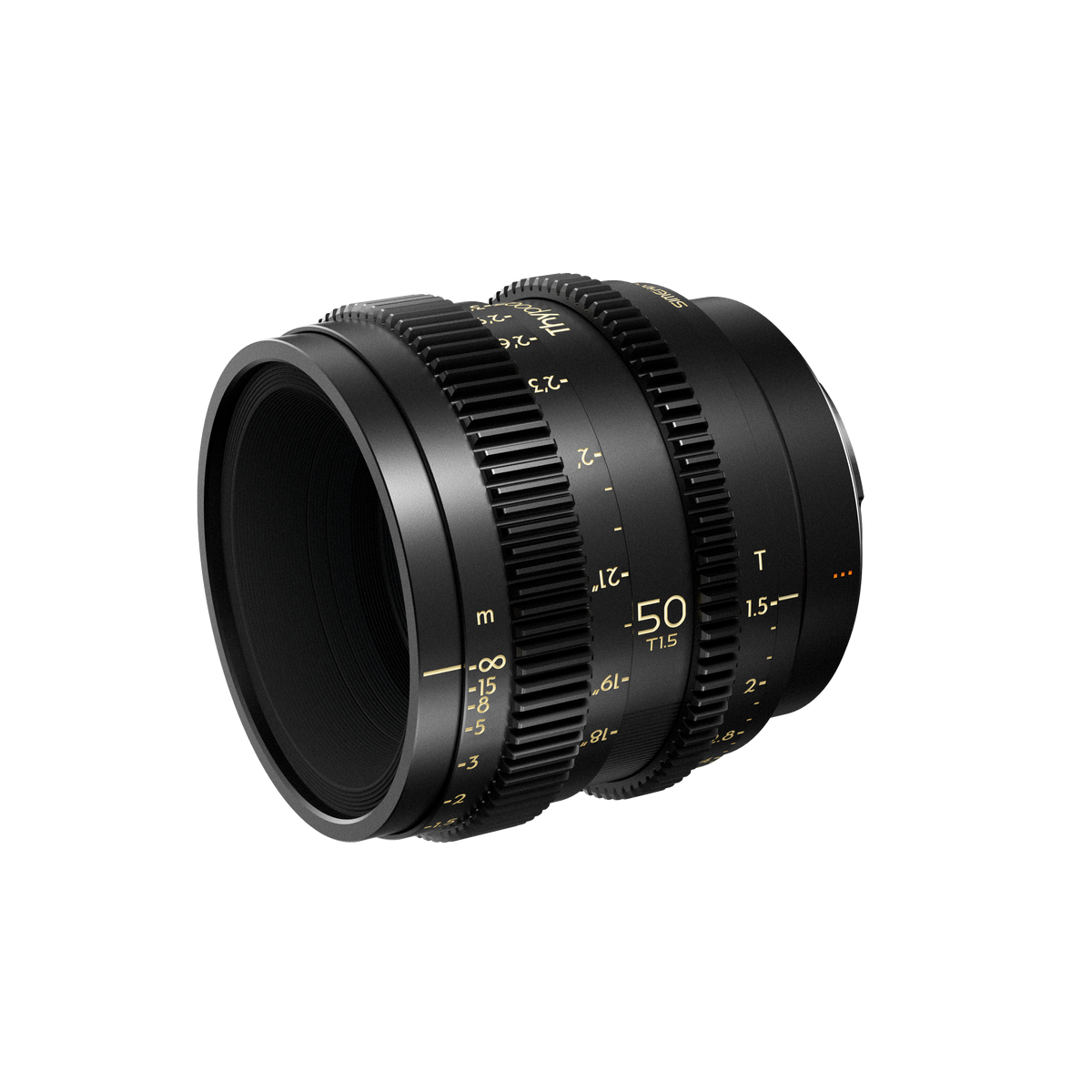Thypoch Simera-C 50mm T1.5 cine lens, angled view of the front element
