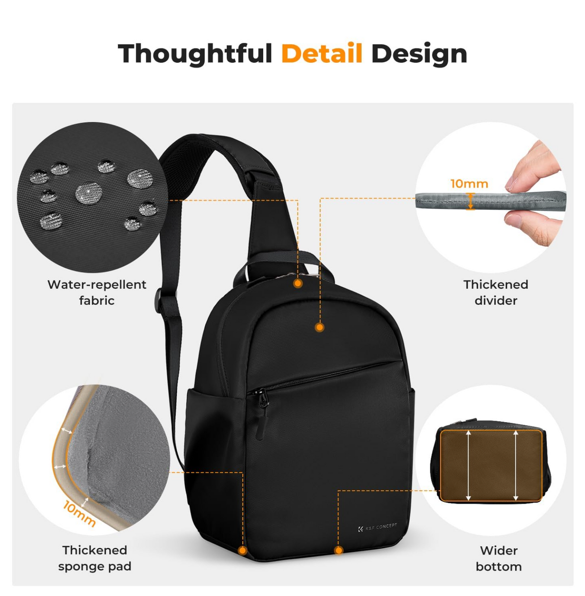 K&F CONCEPT CAMERA SLING BAG "Urban Wander 8", 5L, black