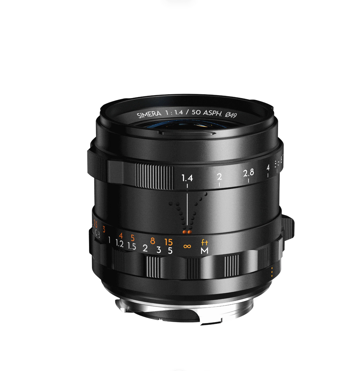 Thypoch Simera 50mm f/1.4 black, side view with focus and aperture scales