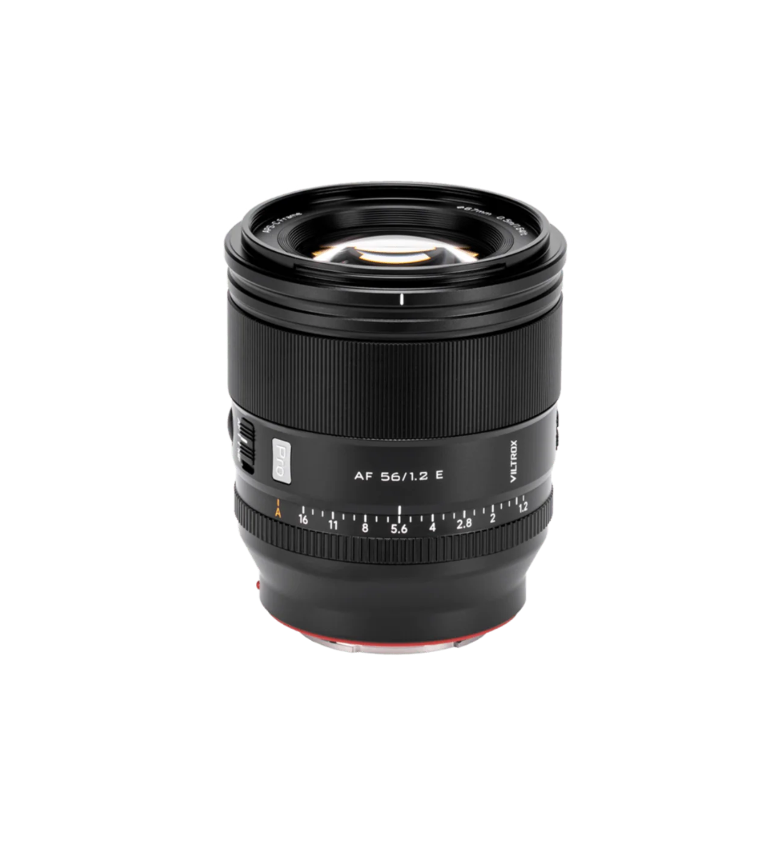 Viltrox AF 56mm f/1.2 Pro E lens, front view with aperture ring