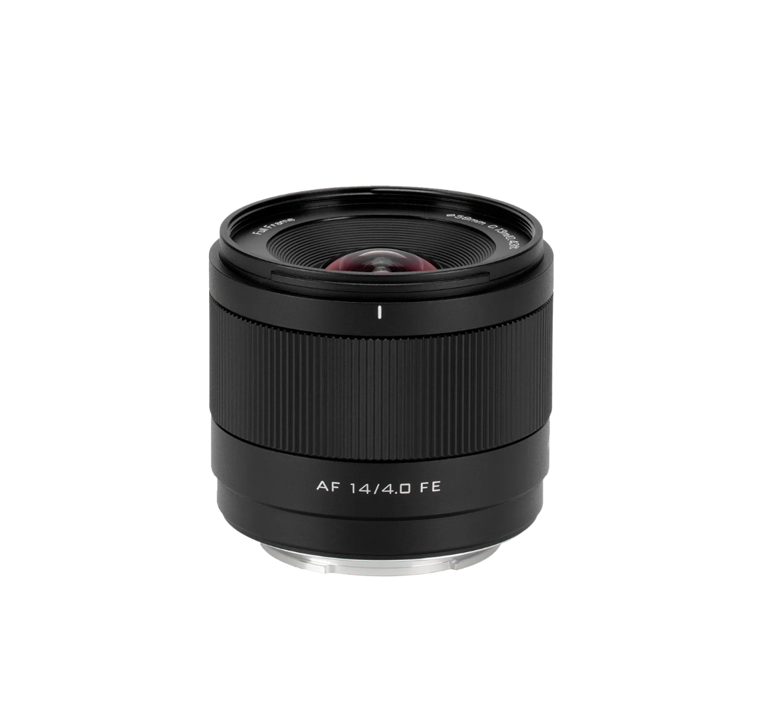 Viltrox Air AF 14mm f/4 FE full-frame ultra-wide autofocus lens for Sony E-mount, front view