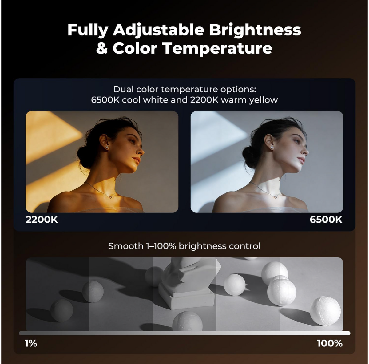K&F Concept SP25C adjustable brightness and colour temperature, 2200K to 6500K