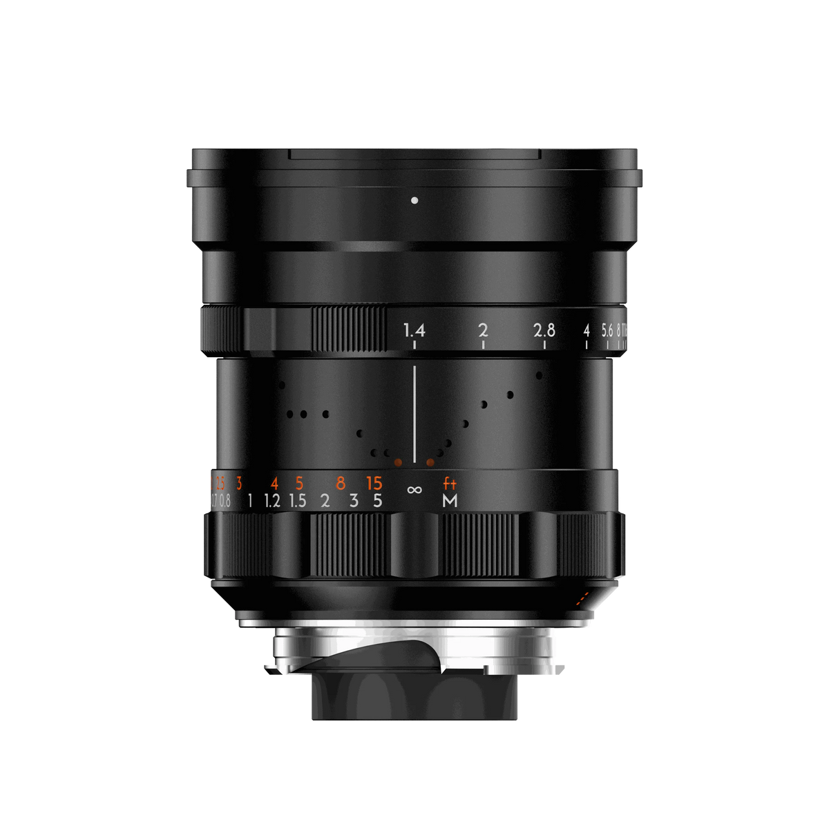 Thypoch Simera 21mm f/1.4 full-frame manual focus lens for Leica M, black, front view