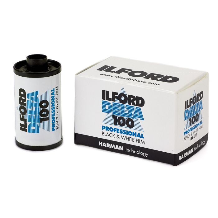 Ilford Delta 100 Professional 35mm black and white film roll and box