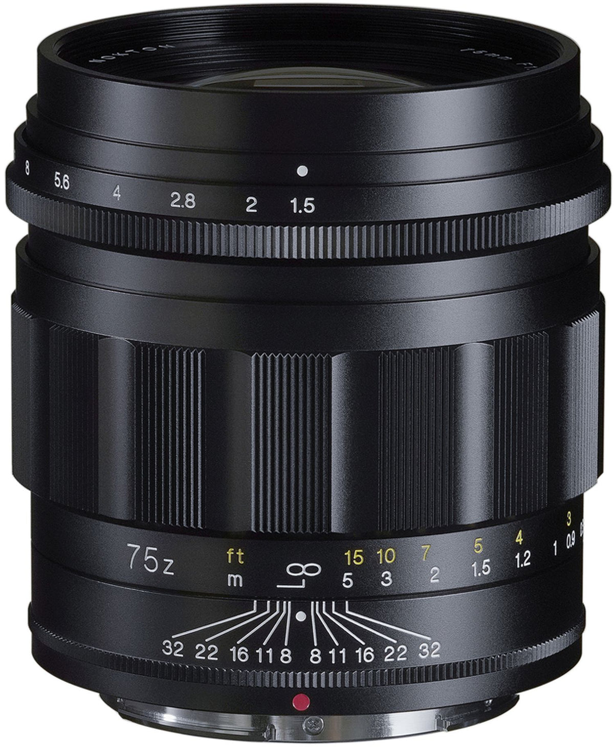Voigtlander Nokton 75mm f/1.5 Aspherical lens for Nikon Z, black, front view