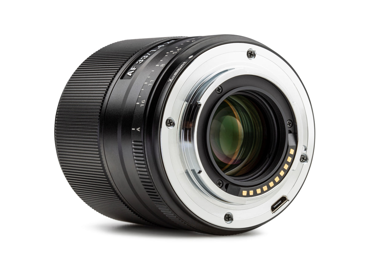 Viltrox AF 33mm f/1.4 XF Fujifilm X-mount rear view with USB-C port