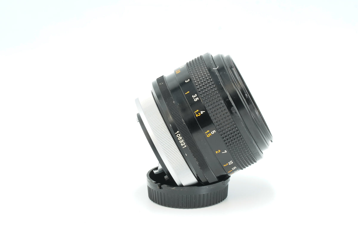 Canon FD 55mm f/1.2 S.S.C. Aspherical, side view with focus scale