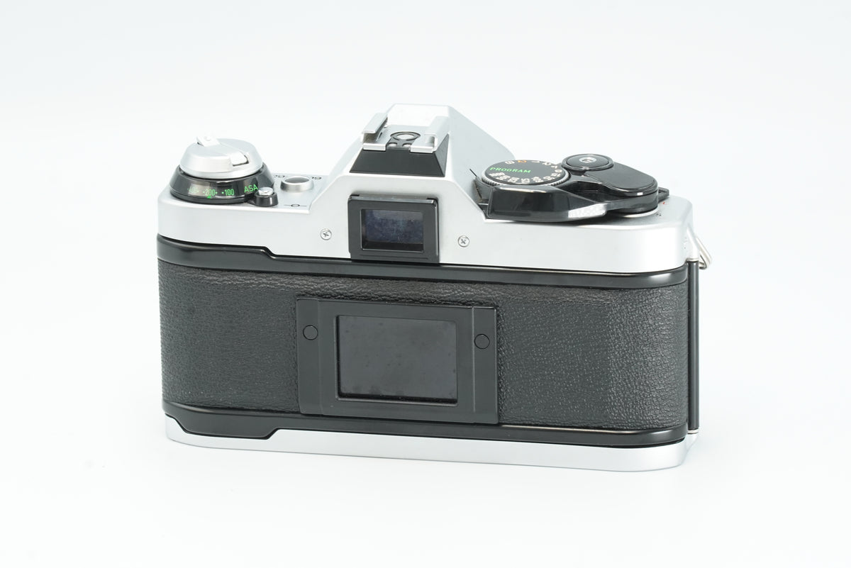 Canon AE-1 Program silver film camera, rear view