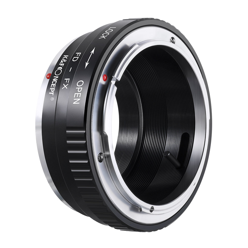 K&F Concept FD-FX adapter, angled view of the FD bayonet and lock ring