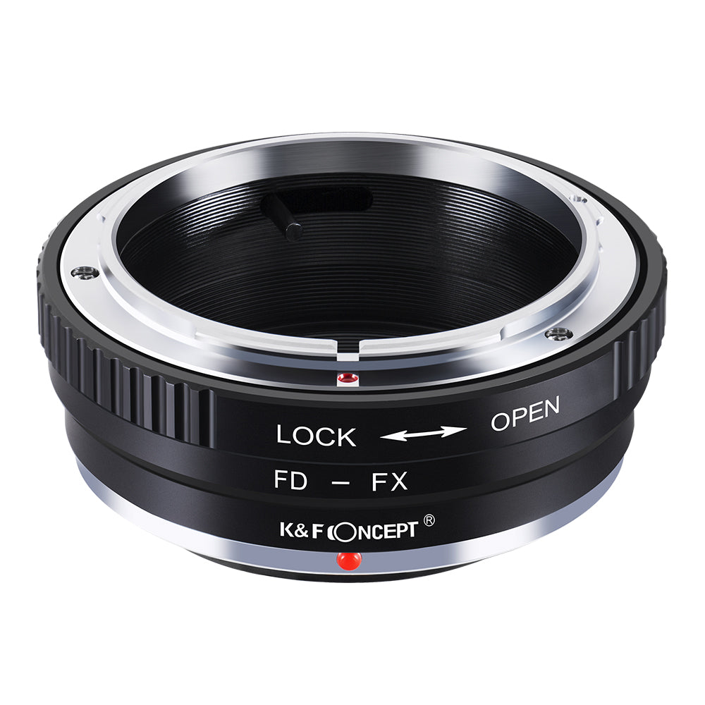 K&F Concept FD-FX adapter, angled FD mount view with red dot