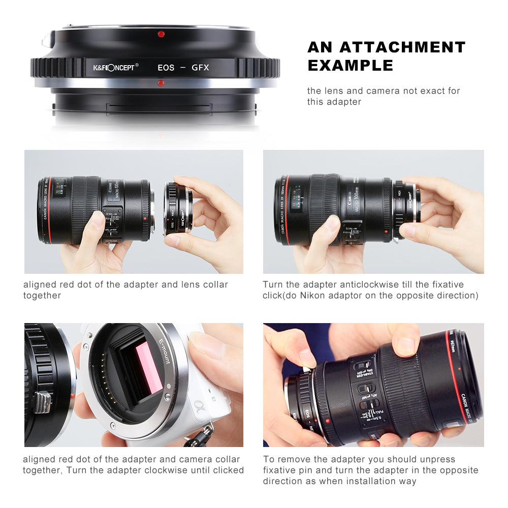 K&F CONCEPT Canon EF EOS Lens to Fuji GFX Medium Format mount adapter