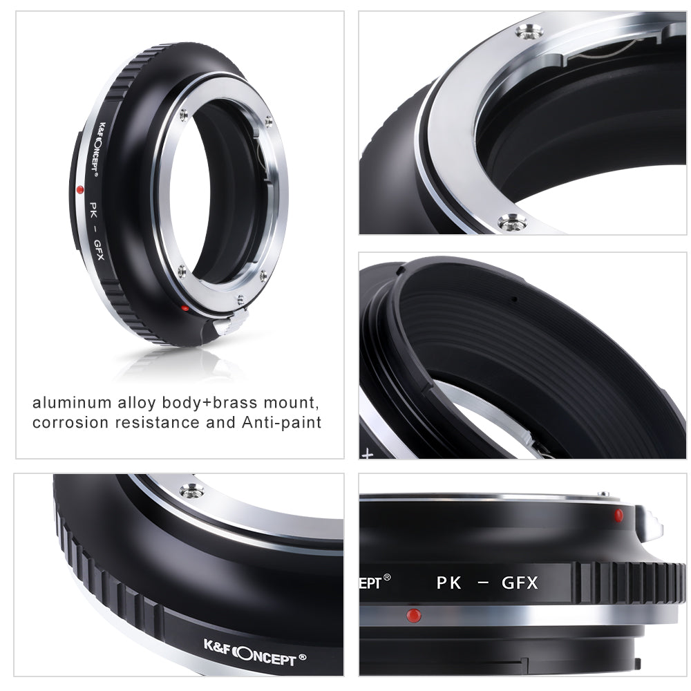 K&F CONCEPT Pentax K Lens to Fuji GFX Medium Format mount adapter