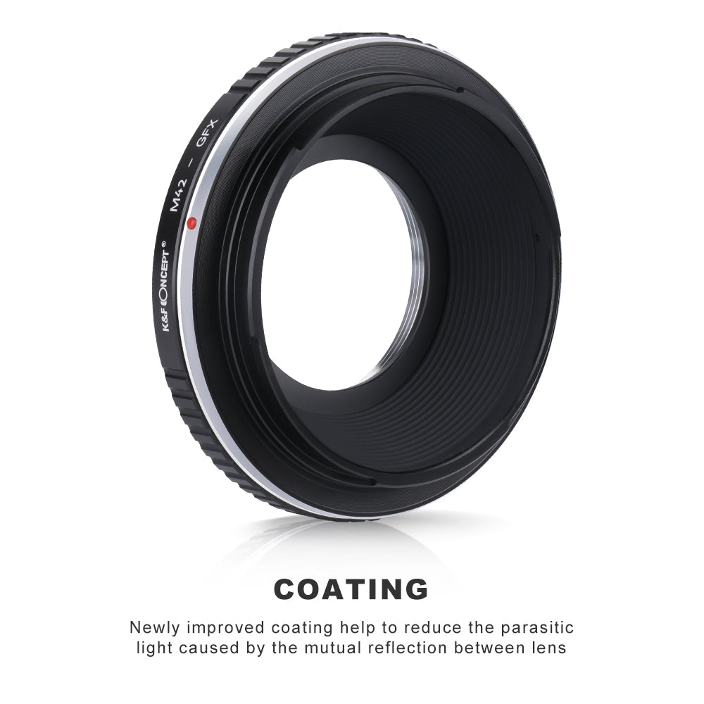 K&F Concept M42 to GFX adapter, inner coating to reduce reflections