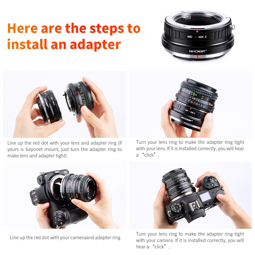 How to install the K&F Concept MD to Nikon Z adapter, four-step guide