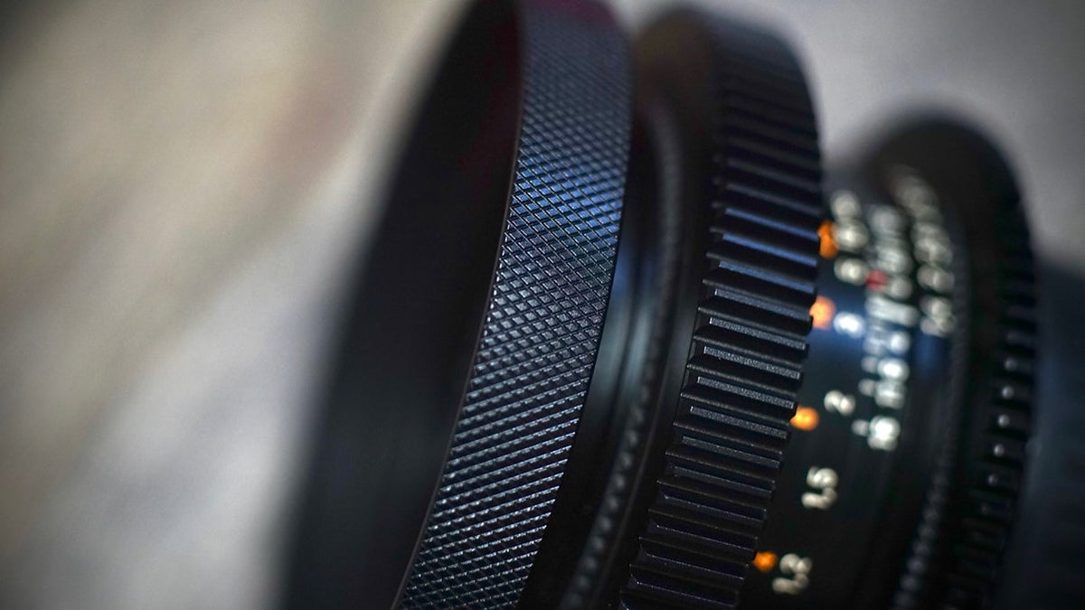 SIMMOD front cine ring and focus gear on a cine-modded lens