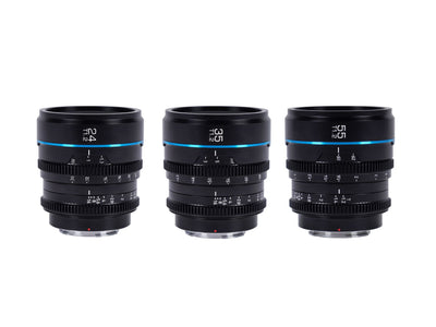 Sirui Night Walker 24mm, 35mm and 55mm T1.2 cine lenses side by side
