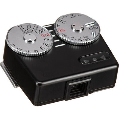 Voigtlander VC Meter II black, front view with sensor window and dials