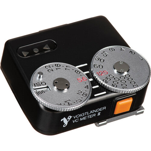 Voigtlander VC Meter II black, top view with aperture and shutter speed dials