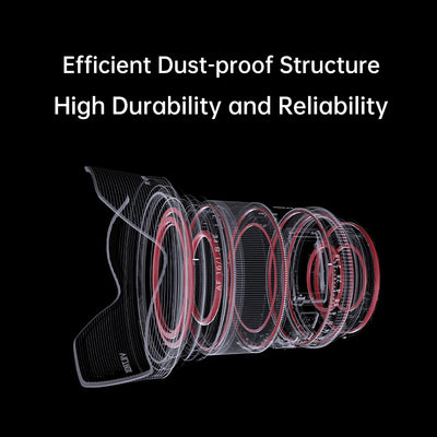 Viltrox AF 16mm f/1.8 FE dust-resistant seals, see-through view of the lens
