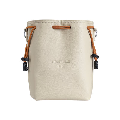 TTArtisan drawstring camera bag in cream PU leather with orange cords