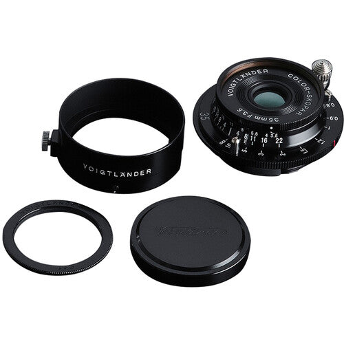 Voigtlander Color-Skopar 35mm f/3.5 with hood, filter ring and front cap