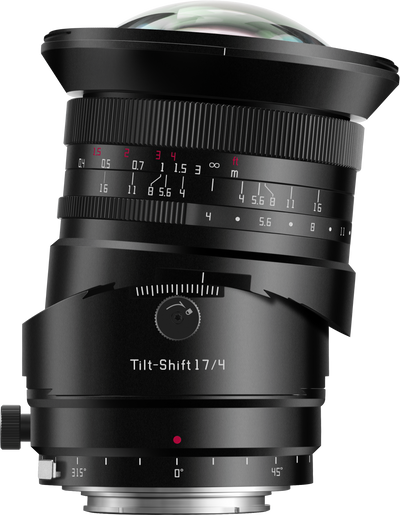 TTArtisan 17mm f/4 tilt-shift lens with the front section tilted